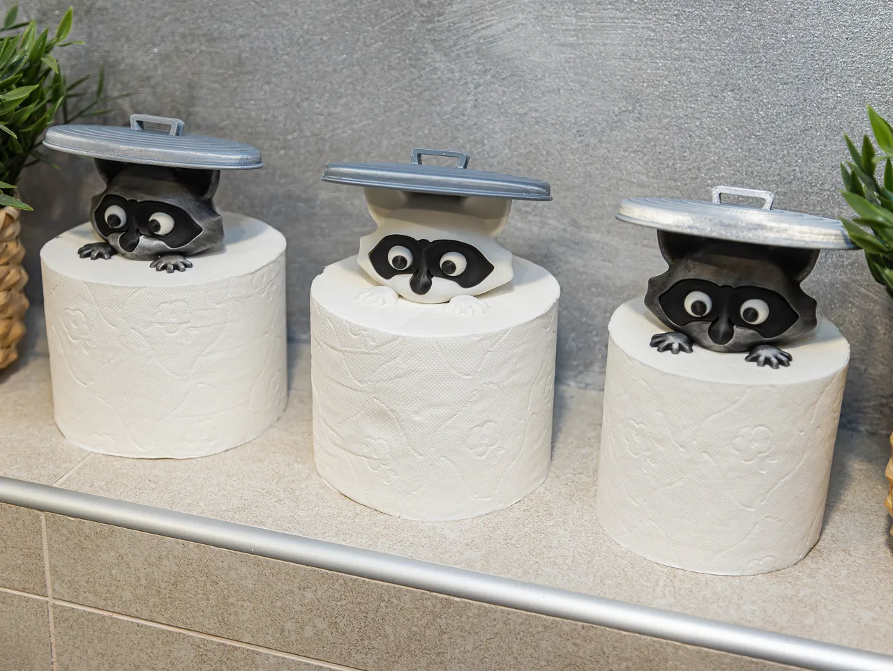 Toilet Paper Bandits! Spare toilet paper holder view 2
