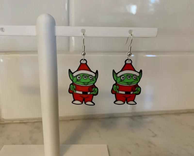 Toy Story Christmas Alien Earrings 