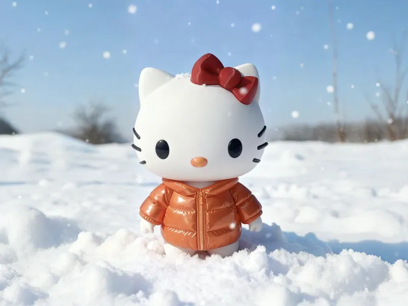 凯蒂猫 hello kitty 冬季限定 穿羽绒服的