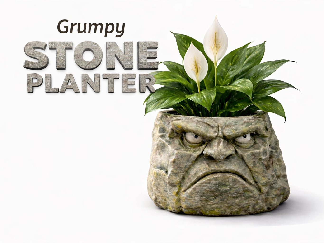 Grumpy Stone Planter