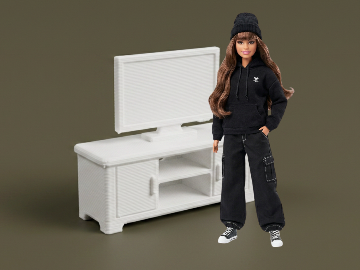 TV Stand with Television – Dollhouse Set