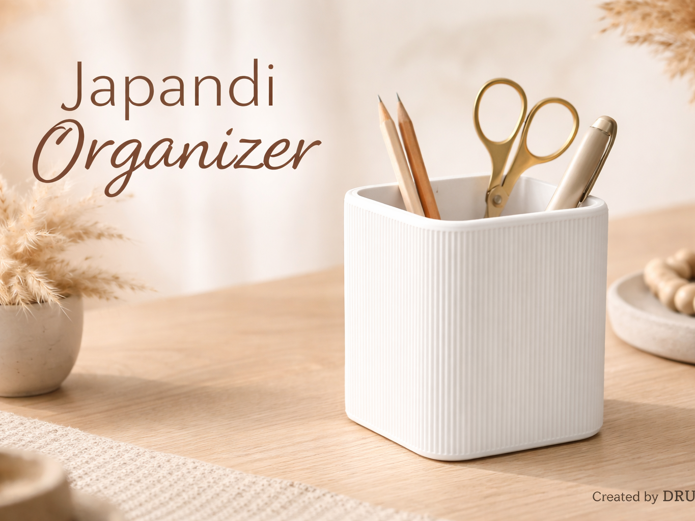 Moderner Organizer Schreibtisch Deko Japandi Stil