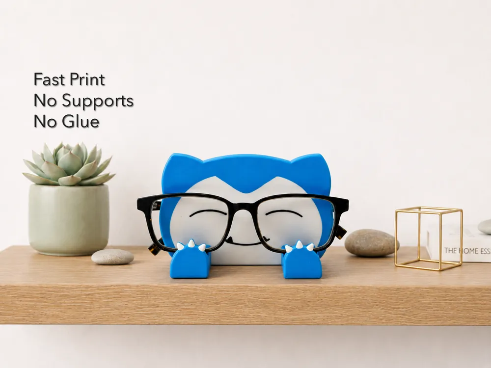 Soporte: Snorlax Glasses Holder – No Supports, Snap Fit. Referencia del modelo original.