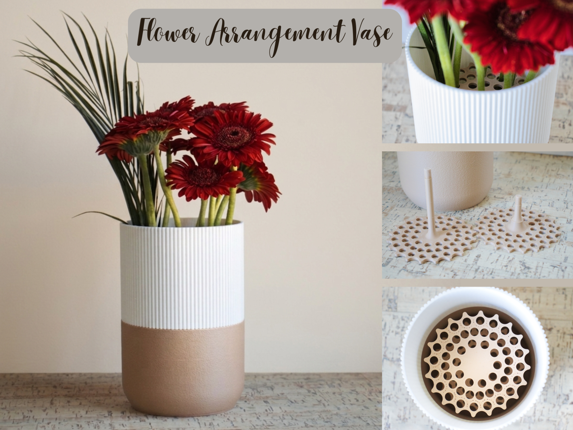 Miniatura 1 do modelo 3D Flower Arrangement Vase with Insert
