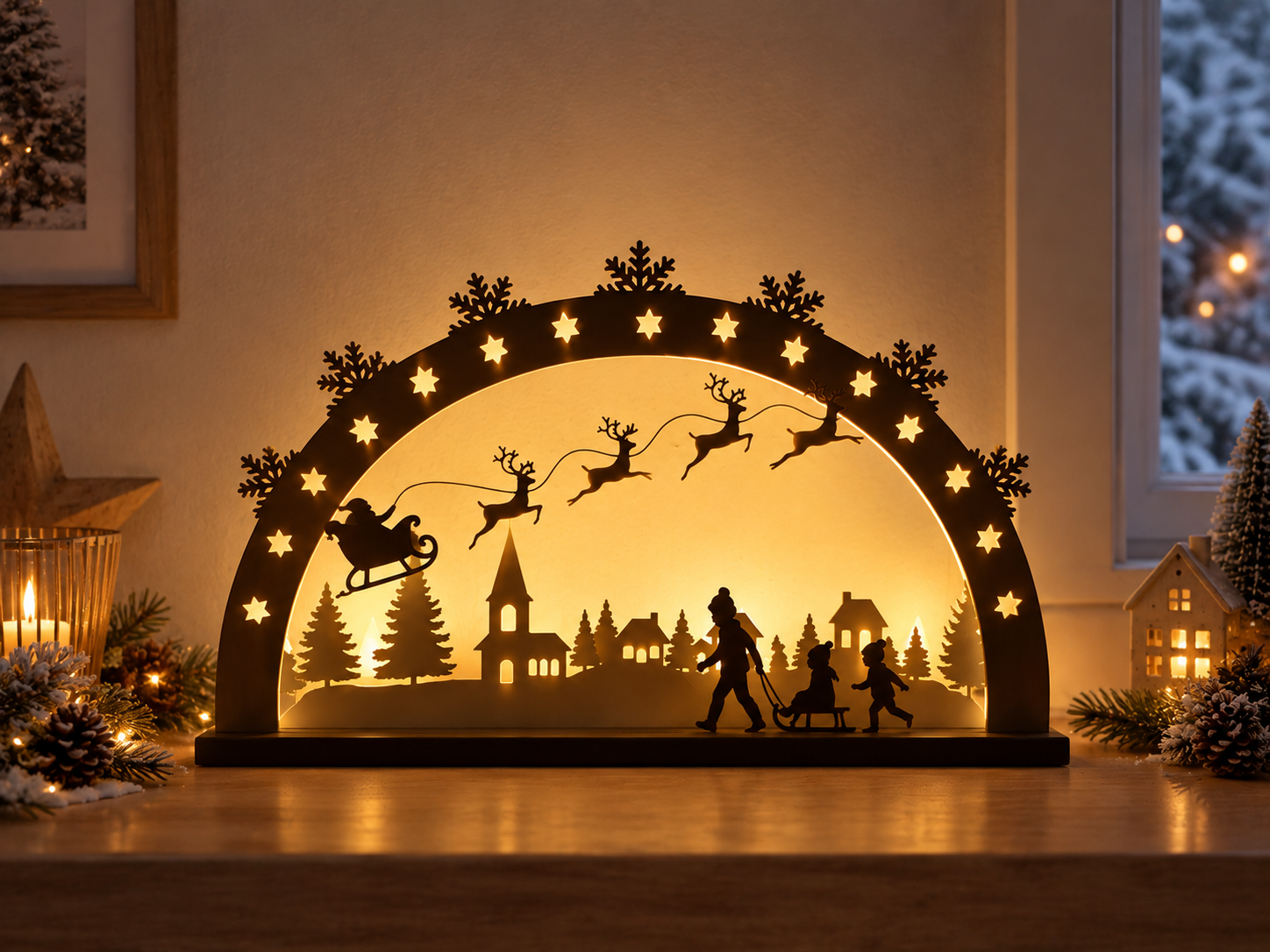Traditional Christmas Schwibbogen LED Lantern xmas - 1