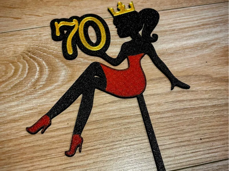 Cake topper Woman with Crown 70 birthday