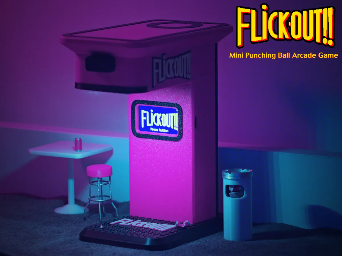 Flick-Out!! - Mini Arcade Punching machine by Guybrush MakerWorld: Download Free 3D Models - 3D model önizlemesi