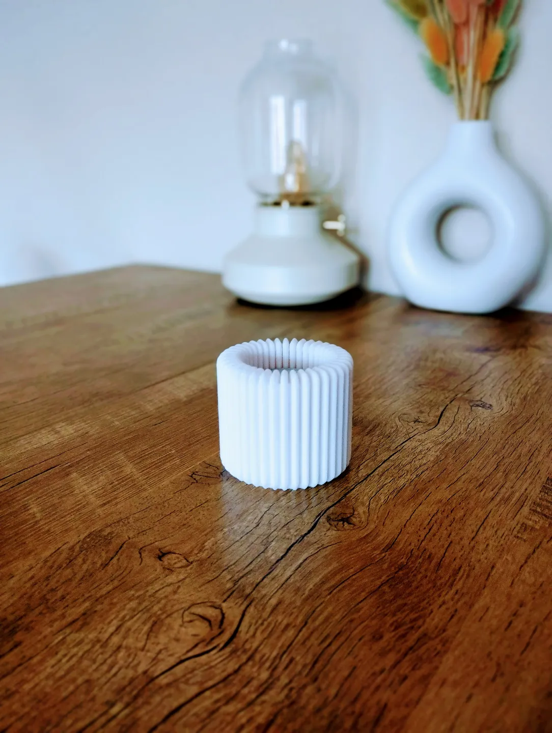 Modern Ribbed Design Candle, Tealight Holder view 2