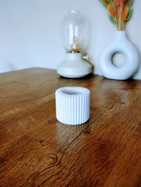 Modern Ribbed Design Candle, Tealight Holder view 2