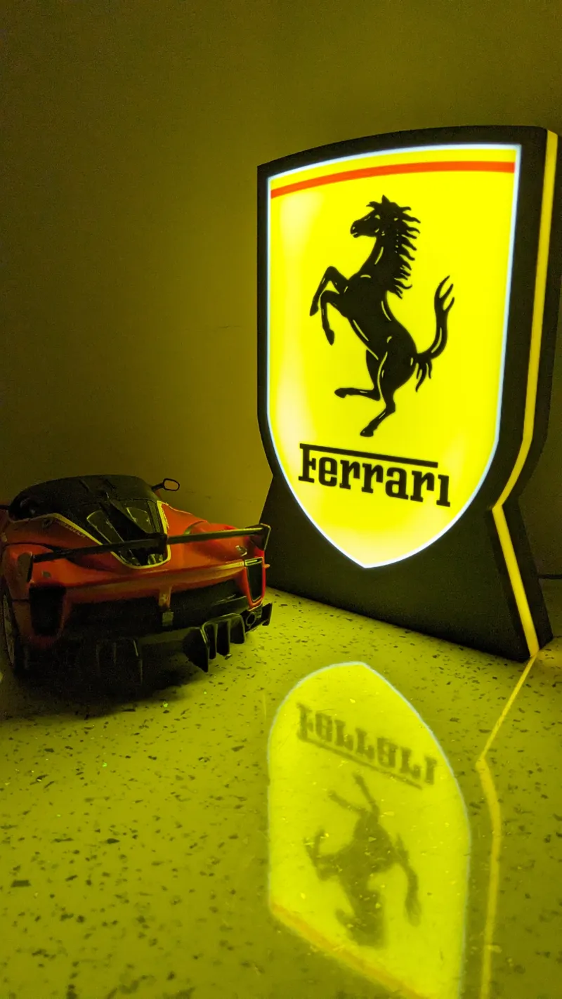 Ferrari light box with lit side strip