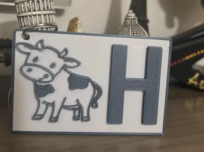 Modern Cow H Keychain 