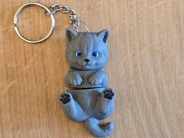 British cat kitty flexi keychain