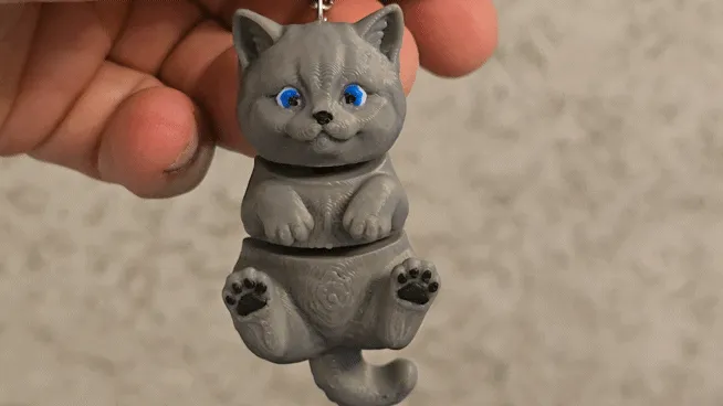British cat kitty flexi keychain view 2