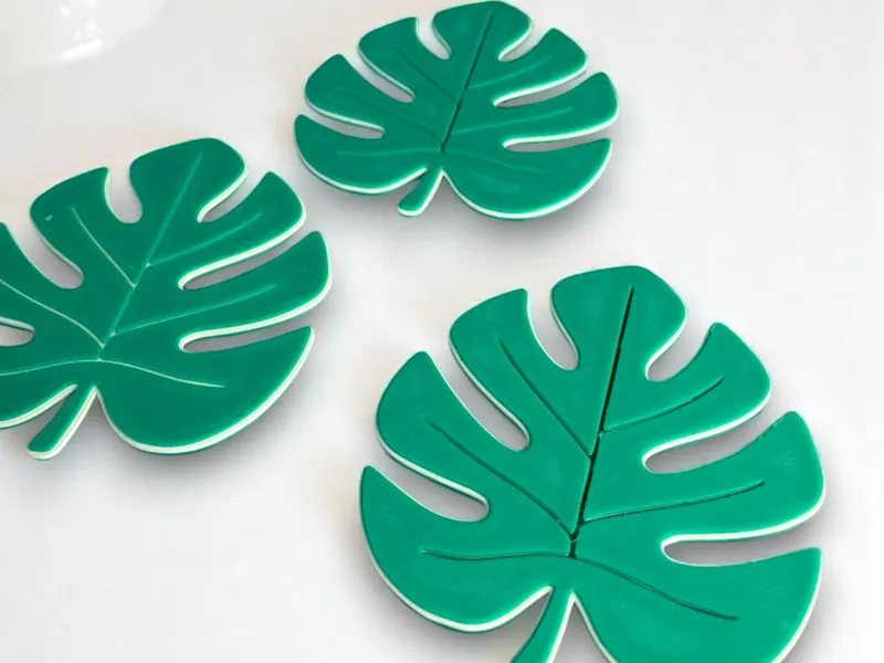 Monstera Deliciosa Glass Cup Coaster Leaf Set glas