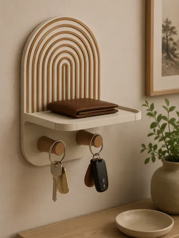 Estante o repisa: Japandi Entryway Organizer Shelf with Key Hooks — vista de referencia 2