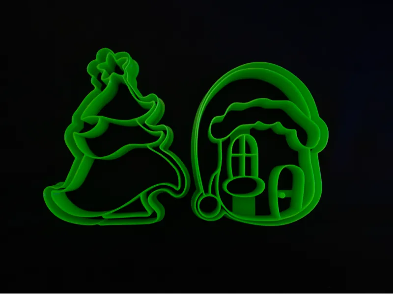 Christmas House & Tree Cookie Cutter & Stamp Set