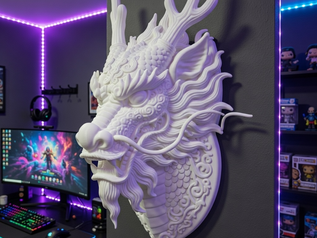 Amazing Chinese Dragon Wall Mount 1 Part Print