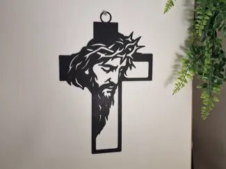 Jesus Cross Wall Art 2D – Modern Silhouette