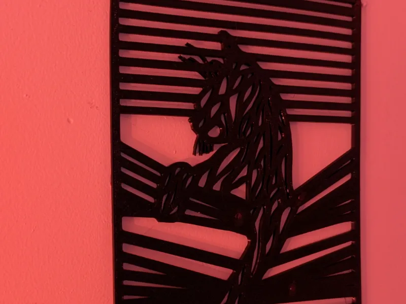 Wall Art Cat Stuck in Blinds