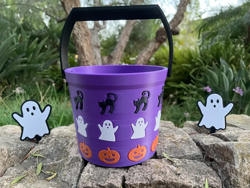 Halloween Basket with Ghosts, Pumpkins, and Cats