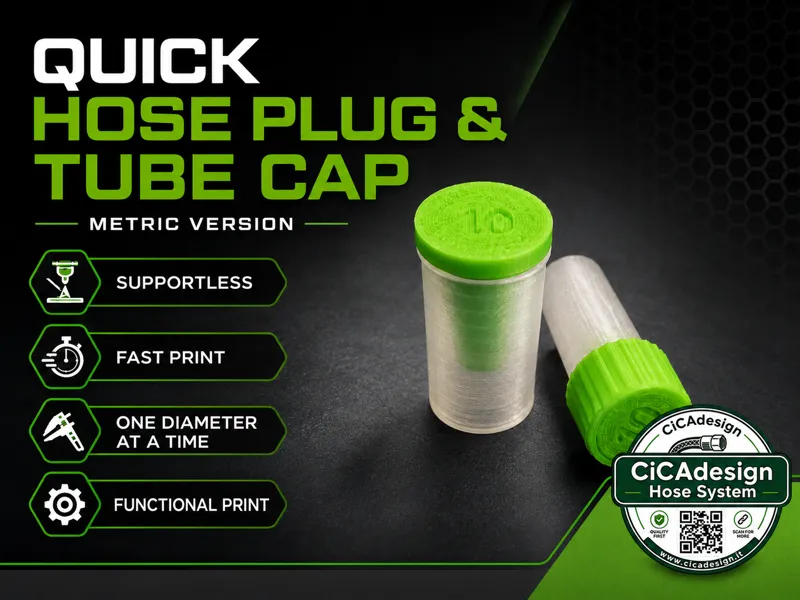 Print-Ready Hose Plug & Tube Cap - Metric