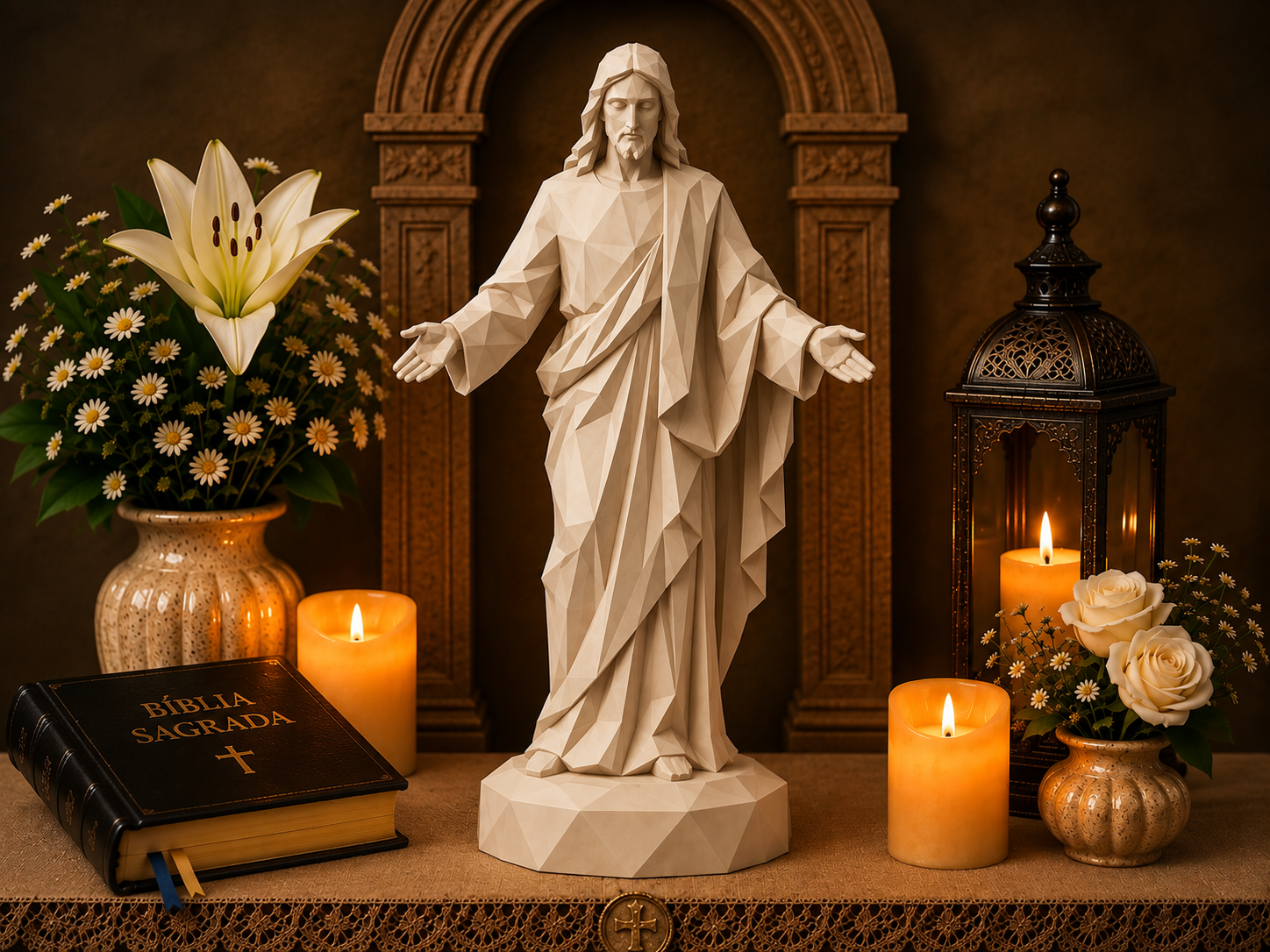 Estátua Minimalista de JESUS - Low Poly - 3D printed Sculptures, in stock in India