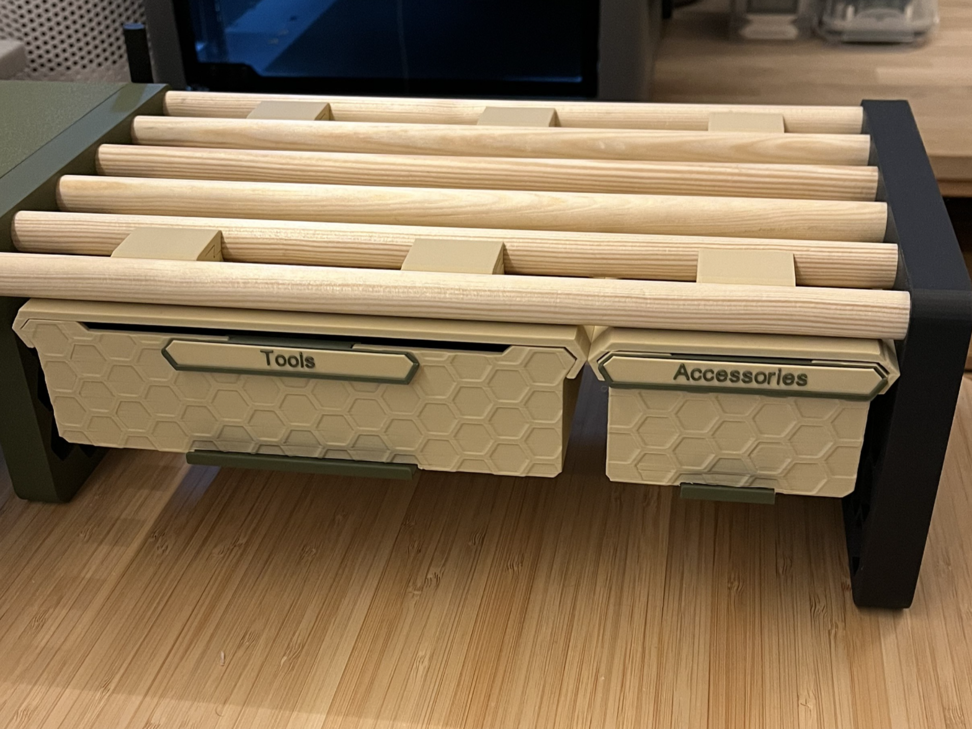 Drawer for modular desk shelf