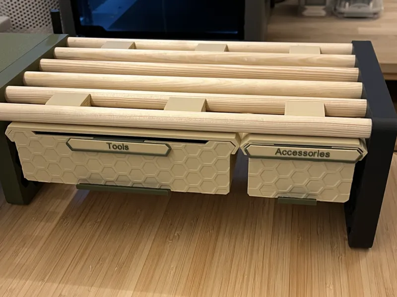 Drawer for modular desk shelf