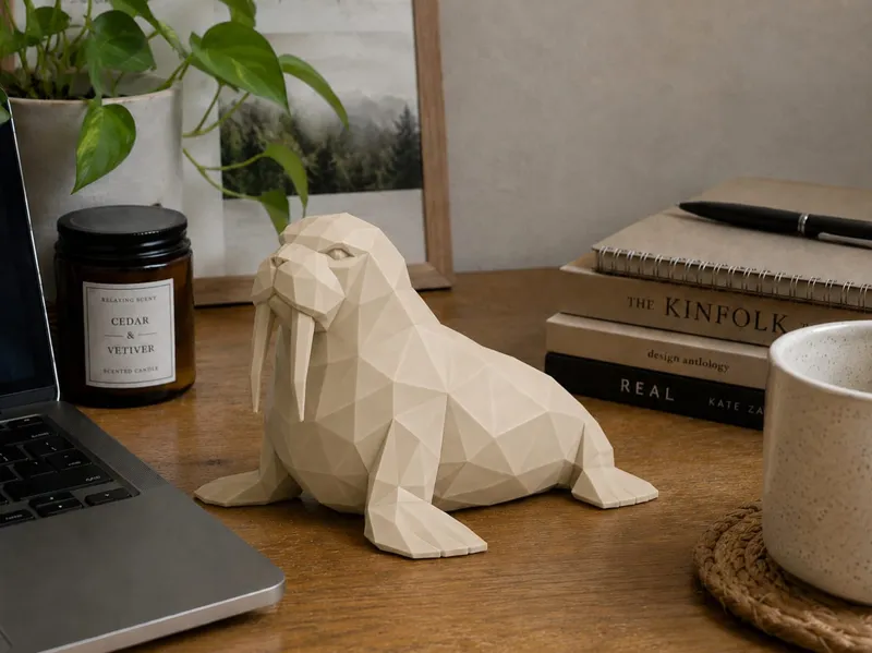 Polygon Walrus | Arctic Low Poly Decor