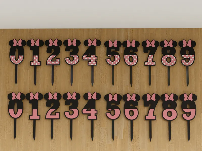 Minnie birthday numbers 0-9 - 2 motifs