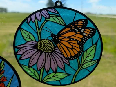 Monarch Butterfly on a Flower Sun Catcher