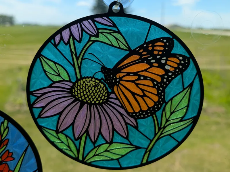 Monarch Butterfly on a Flower Sun Catcher