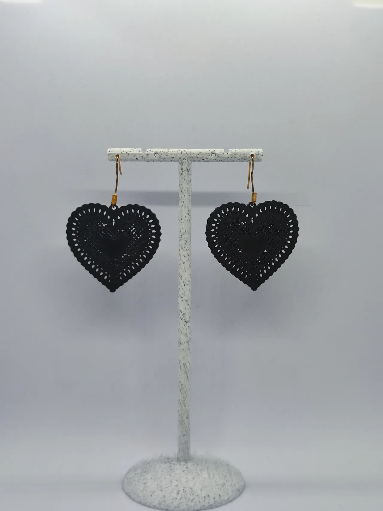 Aretes Corazón de Encaje Nocturno view 2