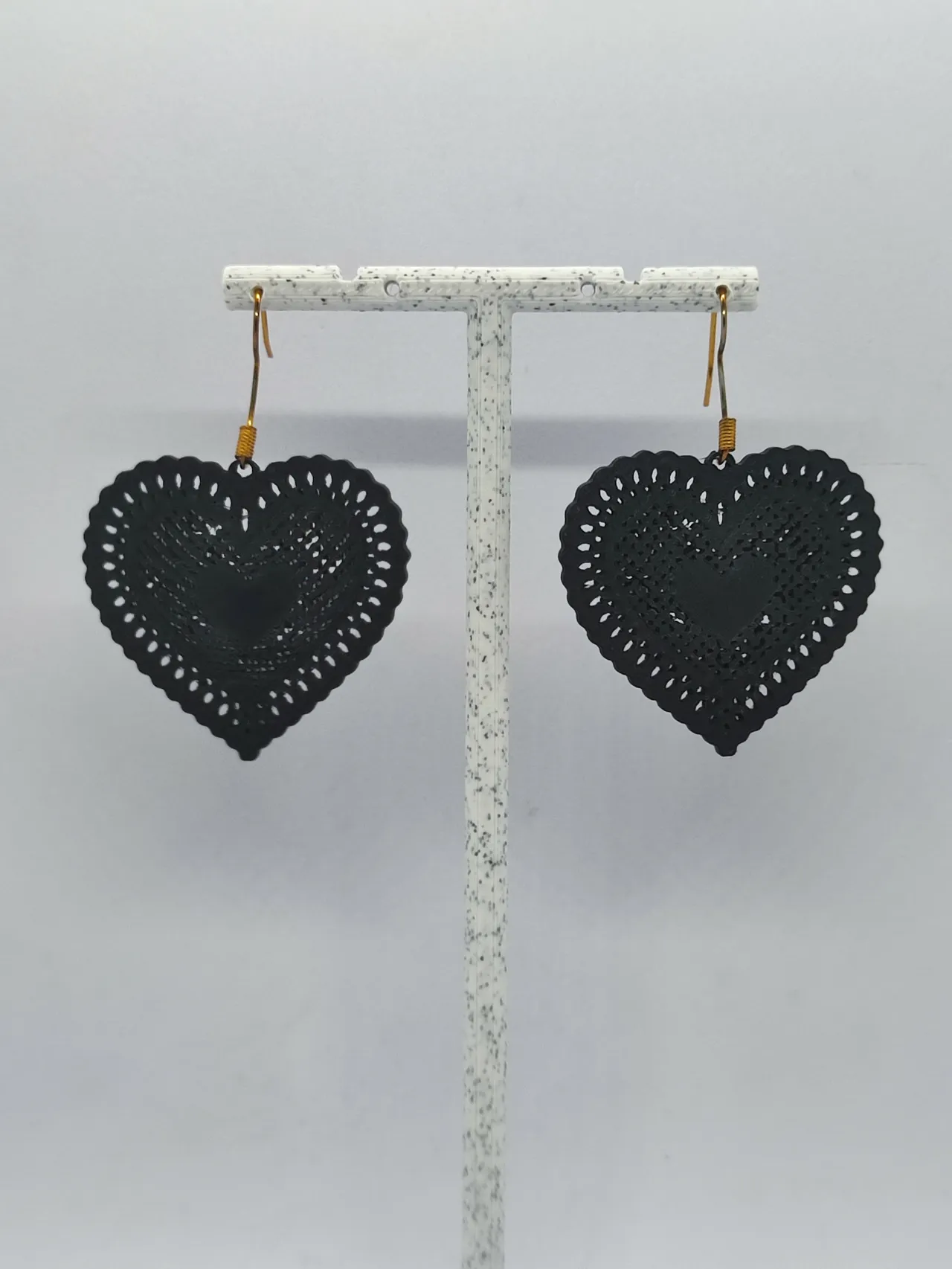 Aretes Corazón de Encaje Nocturno view 3