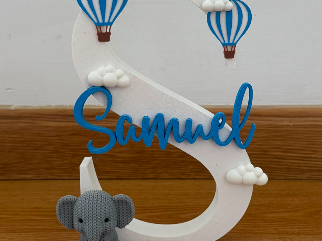 Personalized Baby Initial with Cute Elephant - 1