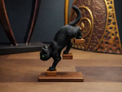 Art Deco Cat on Stairs - Historical Decoration