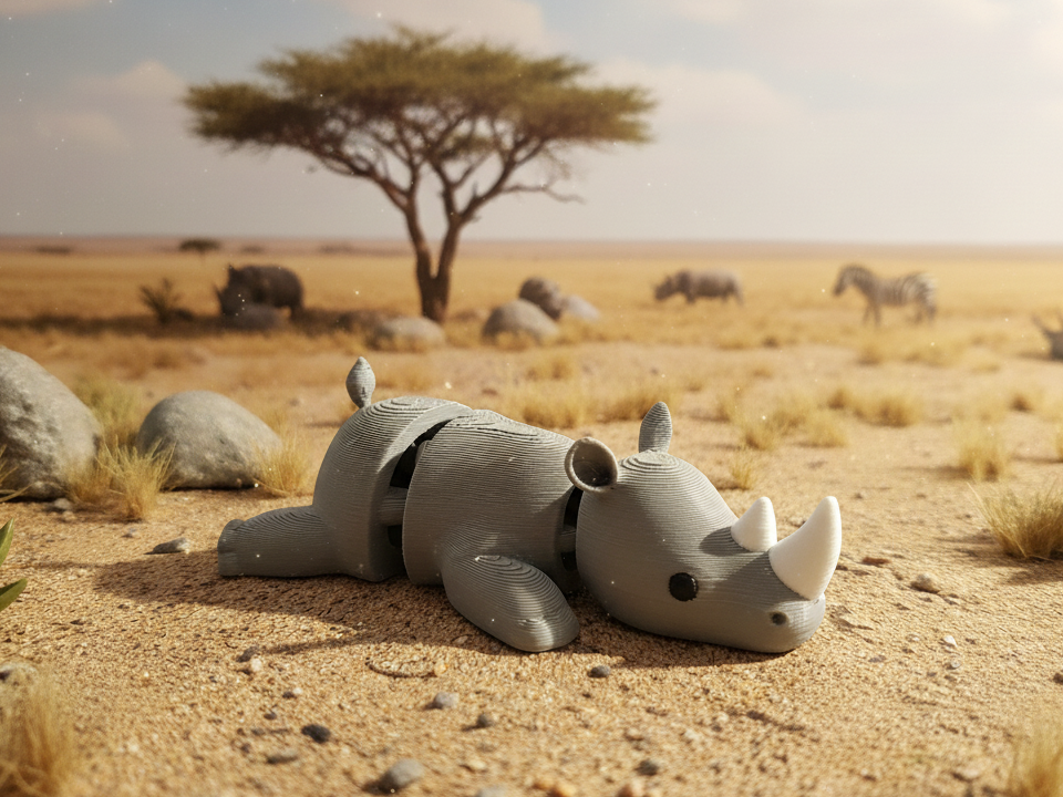 Flexi Rhino Toy - Wiggly Rhinoceros Fidget Toy