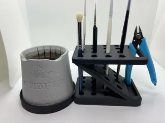 Brush and tool holder with waterpot holder