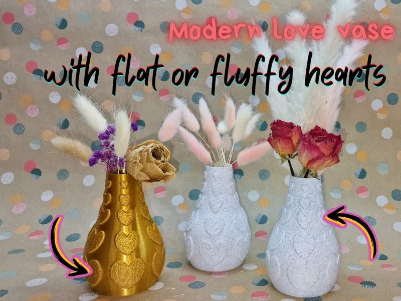 Happy valentines modern vase love flat or fluffy
