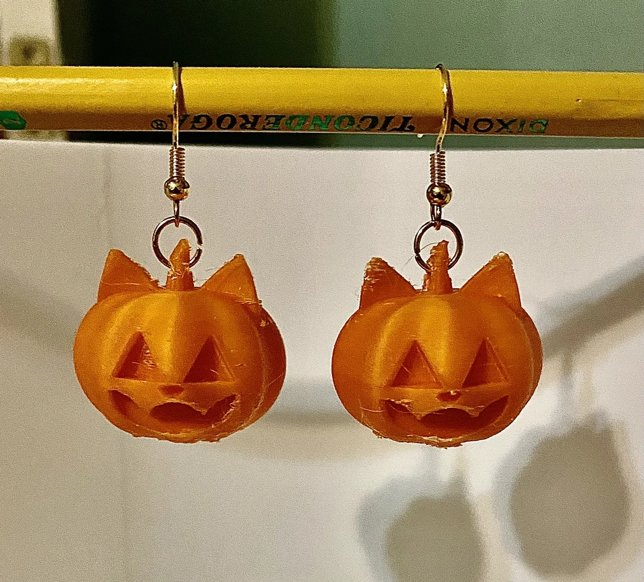Cat Pumpkin Earrings view 2