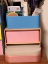 0.2mm layer, 2 walls, 15% infill, a three-tier stand with a tier height of 6cm, 15cm deep and 15cm wide, convenient for stacking small boxes