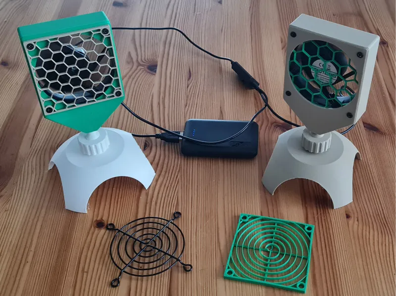 Adjustable fan holder.
