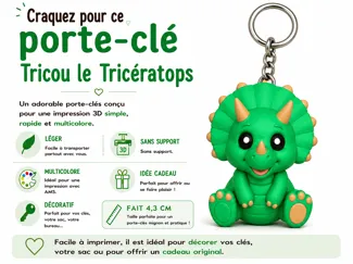 Porte-clés Tricou le Tricératops