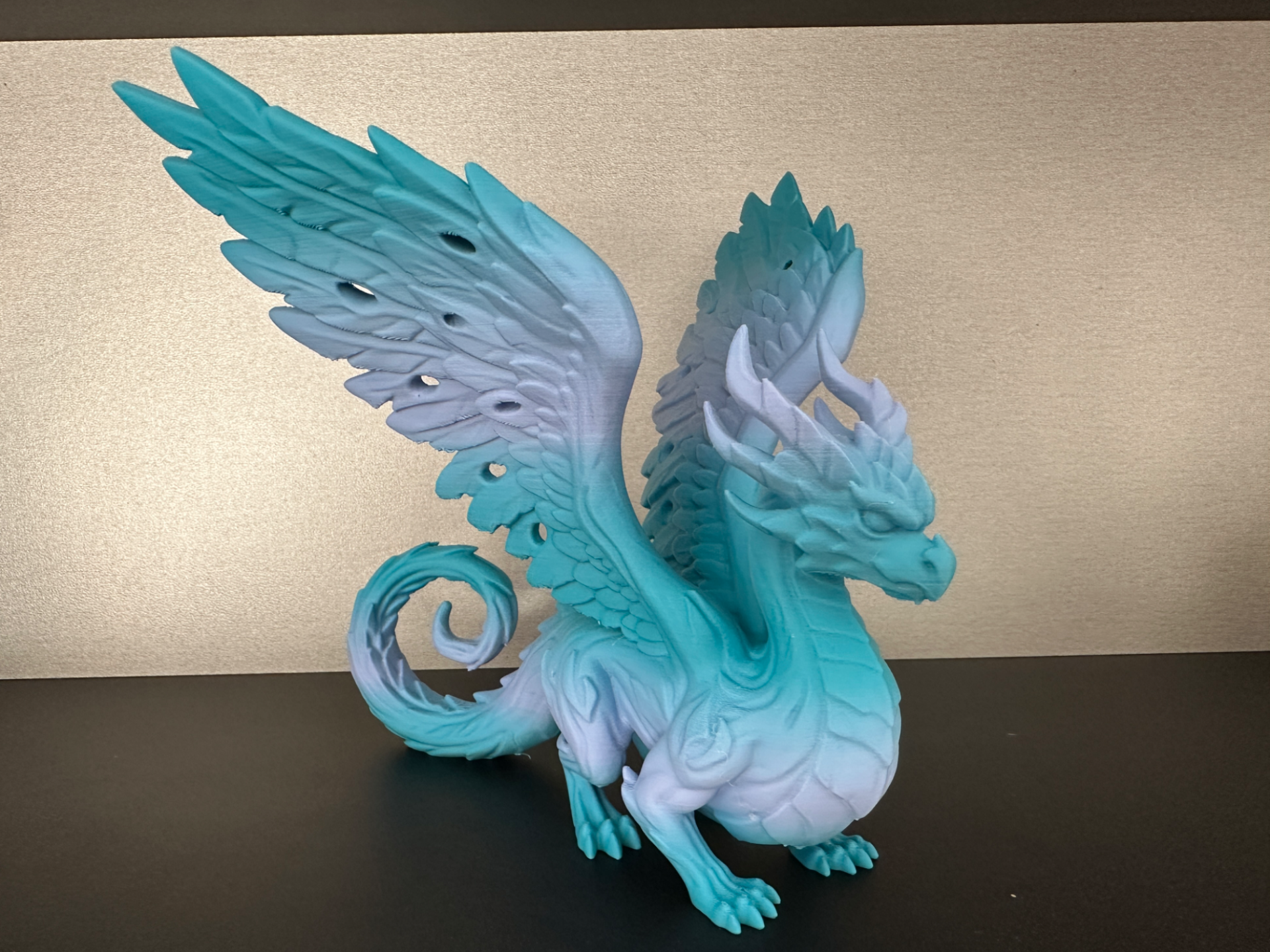 A dragon with feathered wings