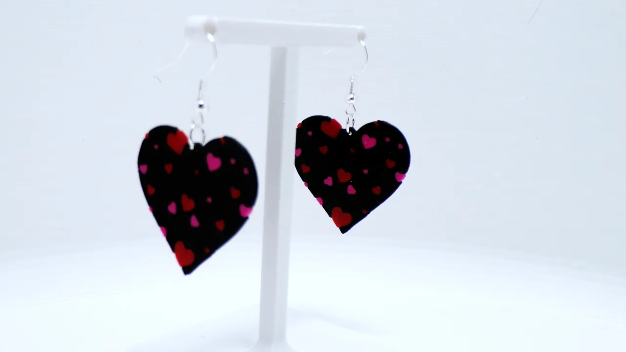 Black Heart Earrings view 2