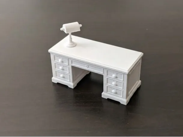 Vintage Office Desk with Banker Lamp