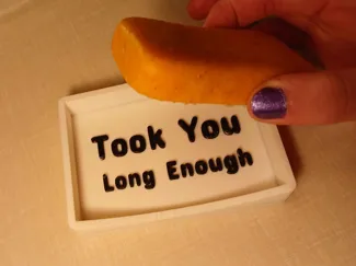 Sarcastic Cool Soap Dish, Text Reveal Under Soap.