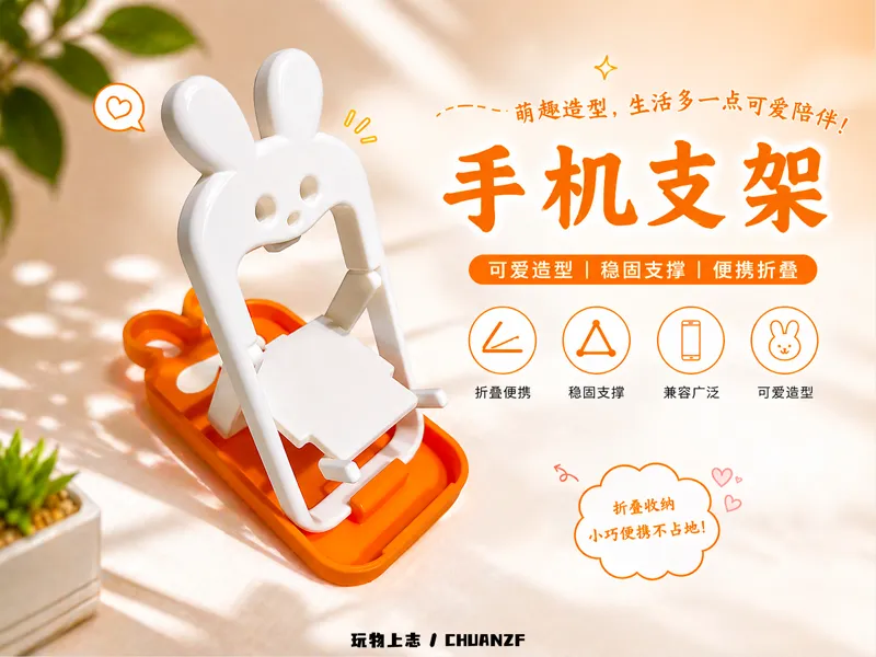 手机支架折叠椅-小兔子（一次打印/无五金件）
