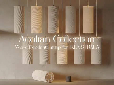 Dije o accesorio de collar: Aeolian Collection | Wave Pendant Lamp IKEA STRÅLA — referencia de MakerWorld