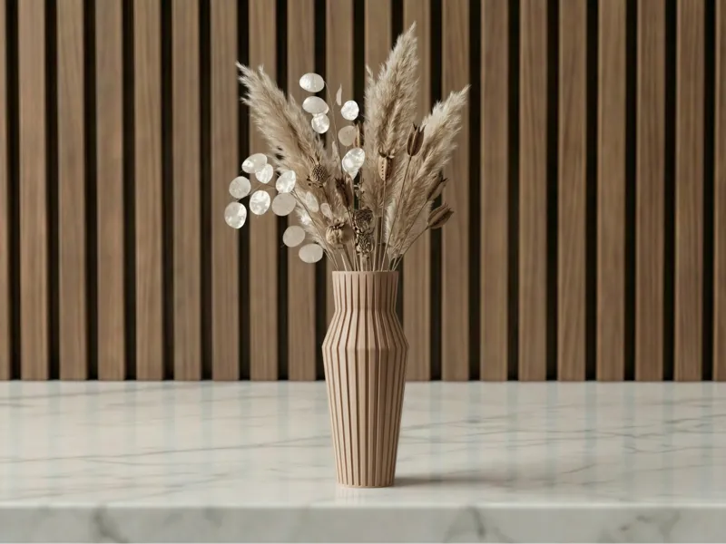 Tall Ribbed Japandi Vase